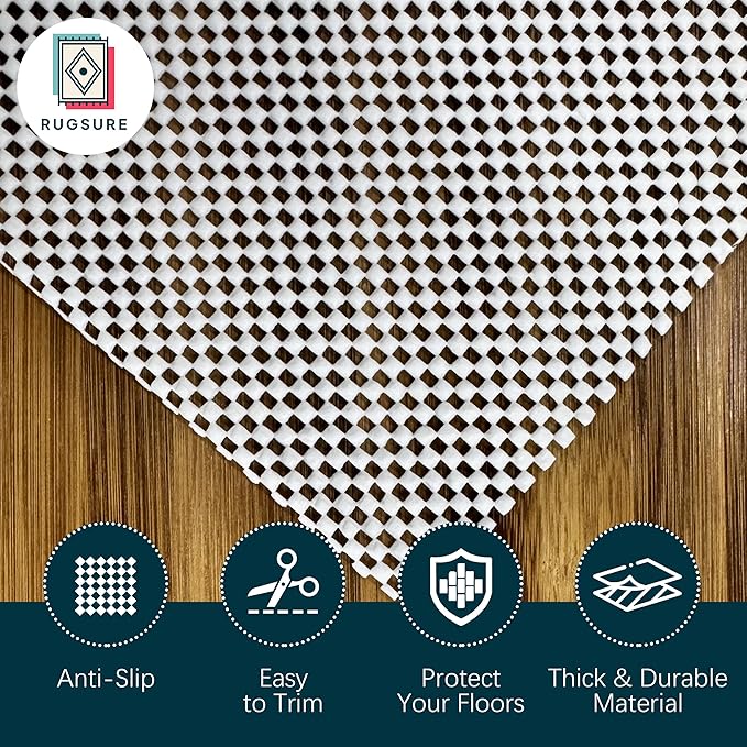 RUGSURE Rug Gripper Pad for Hardwood Floors & Tile Floor - Non Slip Area Rug Pads - Under Carpet Anti Skid Mat - Non Skid Rug Backing, 8x10 Ft