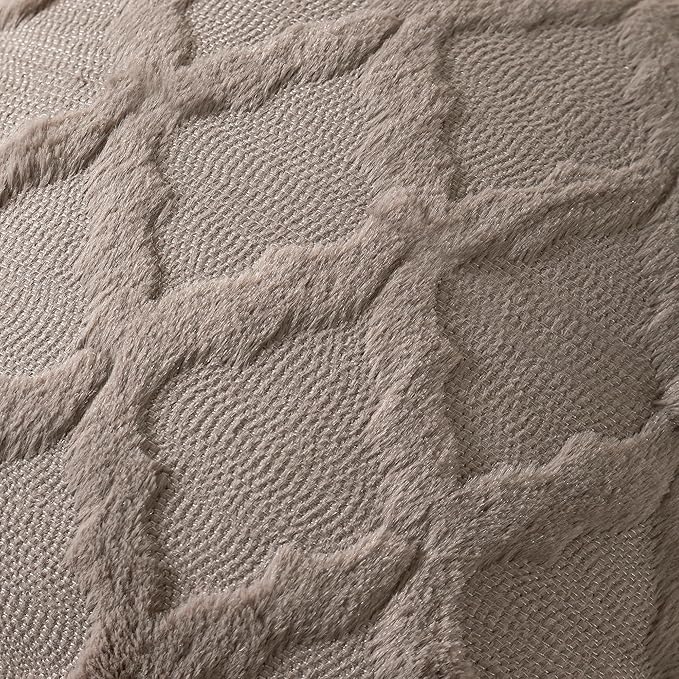 Set of 2 Soft Moroccan Throw Pillow Covers 24x24 Inch Plush Boho Decorative Pillow Cover Accent Cushion Case for Couch Sofa Bed, Deep Grey