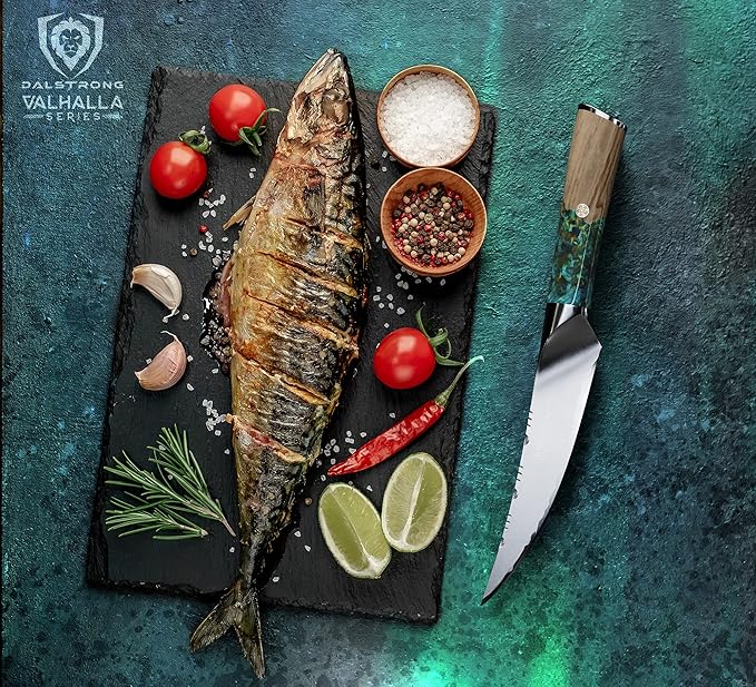 Dalstrong Fillet Knife - 6.5 inch - Valhalla Series - 9CR18MOV HC Steel - Celestial Resin & Wood Handle Gift Kitchen Knife - Meat Cutting, Carving, Bone, Deboning, Boning - Leather Sheath