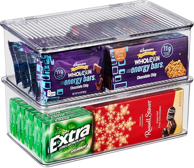 Pantry Storage Bins for with Hinged Lids