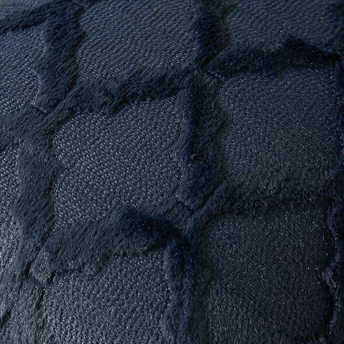 Set of 2 Soft Moroccan Throw Pillow Covers 18x18 Inch Plush Boho Decorative Pillow Cover Accent Cushion Case for Couch Sofa Bed, Navy Blue