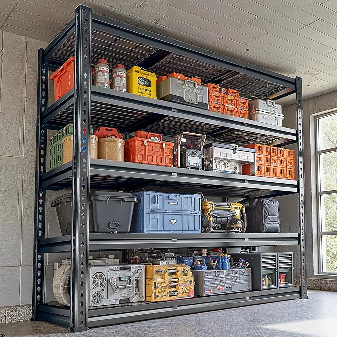 REIBII 48" W Garage Shelving 2800LBS Garage Storage Shelves Metal Shelves 5 Tier Adjustable Shelving Unit for Warehouse Basement Pantry 48.2" W X 17.8" D X 72.2" H