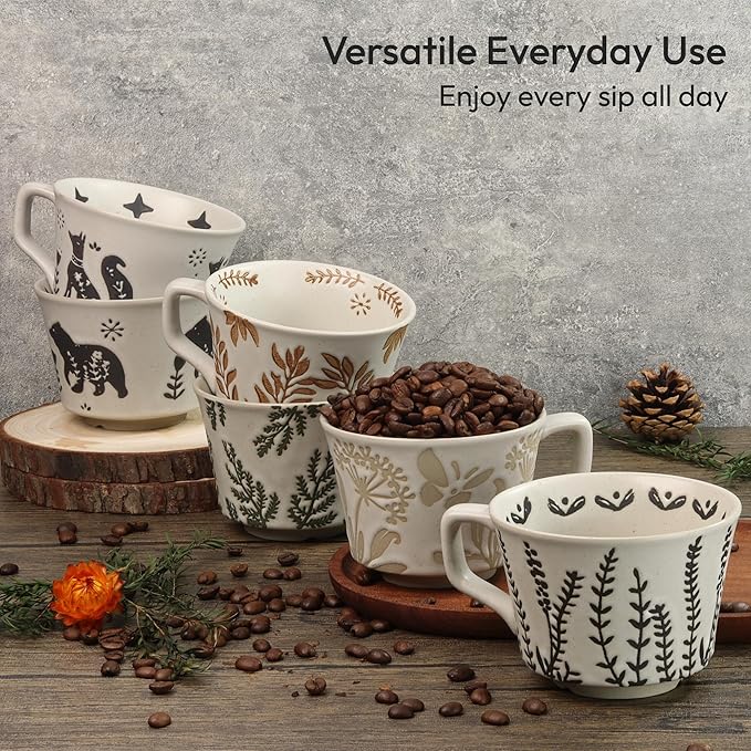 Ceramic Coffee Mug, 12 oz Novelty Unique Teacup with Handle, Stoneware Cup for Tea Mocha Latte Cappuccino Espresso (Bear)