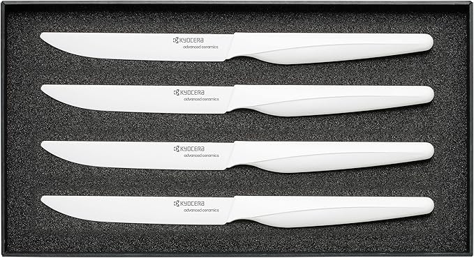 Kyocera 4-piece Ceramic Steak Knife Set, 4.5" White