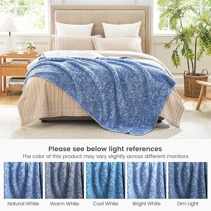 Cozy Bliss Luxury Sherpa Throw Blanket for Couch, Premium Reversible Plush Thick Throw, Warm Cozy Soft Blanket for Home and Gifts (Mottled Navy Blue, 50" x 60")