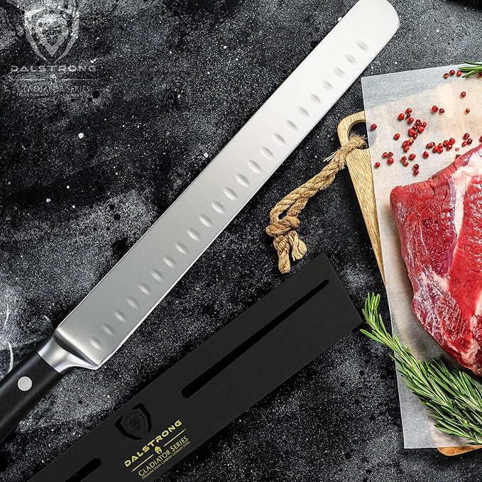 Dalstrong Slicing Carving Knife - 10 inch - Granton Edge - Gladiator Series Elite - Forged High-Carbon German Steel Kitchen Knife Gift- G10 Handle - w/Sheath - NSF Certified