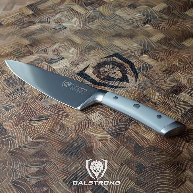 Dalstrong Chef Knife - 8 inch - Gladiator Series - Smoke Grey ABS Handle - Forged High Carbon German Steel - Full Tang Kitchen Knife - w/Sheath - Razor Sharp Cooking Chef's Knife - NSF Certified