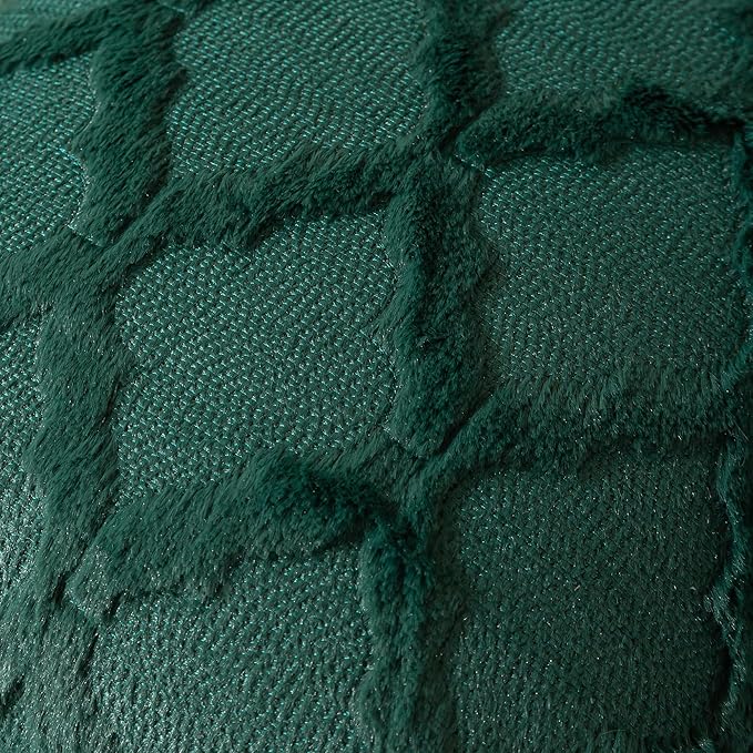 Set of 2 Soft Moroccan Throw Pillow Covers 16x16 Inch Plush Boho Decorative Pillow Cover Accent Cushion Case for Couch Sofa Bed, Dark Green