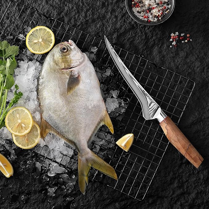 Fillet Knife 7 Inch, Precision Boning Knife for Efficient Meat Cutting and Boning, Boning Knife in high Carbon Steel
