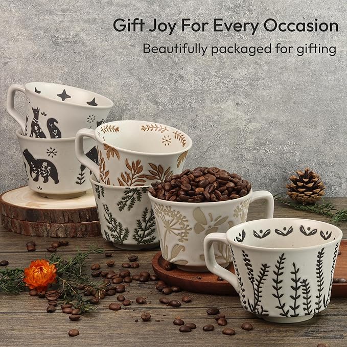 Ceramic Coffee Mug, 12 oz Novelty Unique Teacup with Handle, Stoneware Cup for Tea Mocha Latte Cappuccino Espresso (Butterfly)