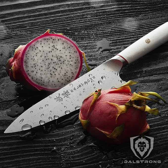 Dalstrong Chef Knife - 8 inch - Phantom Series - Japanese High-Carbon AUS8 Steel Kitchen Knife - White G10 Handle - Cooking Knife - w/Sheath