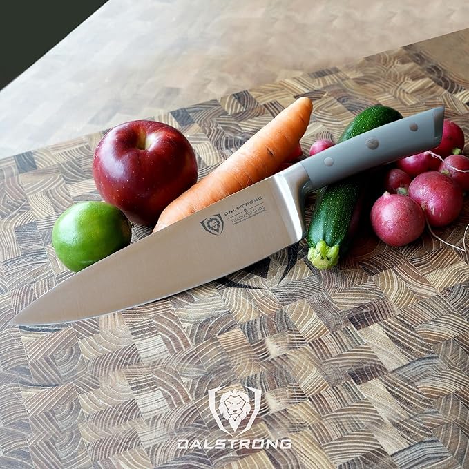 Dalstrong Chef Knife - 8 inch - Gladiator Series - Smoke Grey ABS Handle - Forged High Carbon German Steel - Full Tang Kitchen Knife - w/Sheath - Razor Sharp Cooking Chef's Knife - NSF Certified