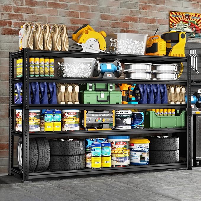 Storage Shelves Heavy Duty, 3 PCS 60" L x 24" W x 78" H Garage Wire Shelving Unit Loads 3300LBS, 5-tier Adjustable Metal Industrial Utility Shelf Rack for Kitchen, Laundry Room, Warehouse, Basement