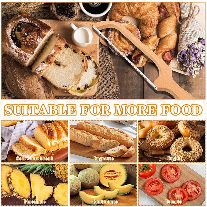 Bread Slicer for Homemade Bread Bow Knife-Ergonomic Design,Sourdough Bread Cutter Premium Stainless Steel Serrated Saw,Bread Knife for Precise Cutting Variety Bread (2)