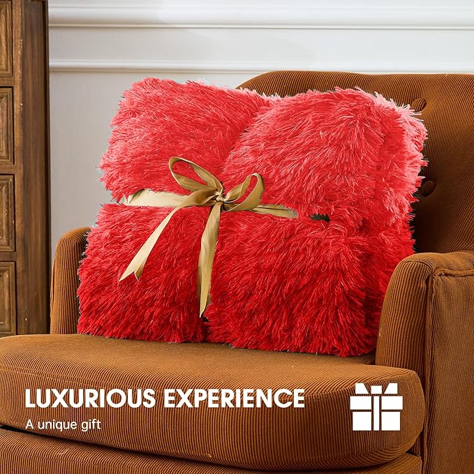 Heated Electric Blanket Twin,Warm Winter for Women Her Grandma–Faux Fur with Soft Sherpa,10 Heat Settings,5 Time Settings with Fast Heating,ETL 62x84, Ruby Wine