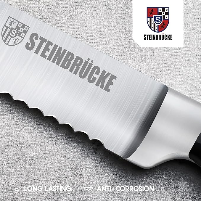 Gioventù Serrated Bread knife 10 inch - Ultra sharp Bread Slicing Knife Forged from German Stainless Steel 5Cr15Mov, HRC58, Full Tang kitchen bread knife for Homemade, Crusty&Soft Bread