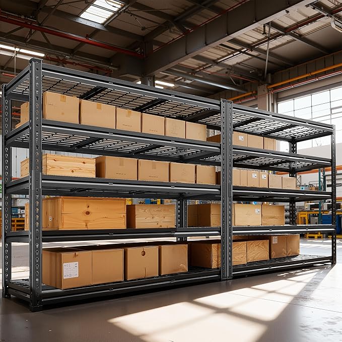 REIBII 48" W Garage Shelving 3050LBS Garage Storage Shelves Metal Storage Shelves 5 Tier Adjustable Shelving Unit for Warehouse Basement Pantry 48.2" W X 24.1" D X 72.2" H