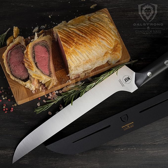 Dalstrong Brisket Slicing Knife - 12 inch Offset Blade - Gladiator Series Elite - High Carbon German Steel - G10 Handle Kitchen Knife - w/Sheath - NSF Certified