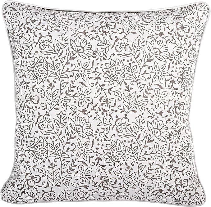 Ridhi Modern Farmhouse Pillow Covers Decorative Cotton Throw Pillow Covers Set of 2 Taupe Cushion Covers with Piping for Couch Sofa Bed Living Room Spring Home Decor 18x18
