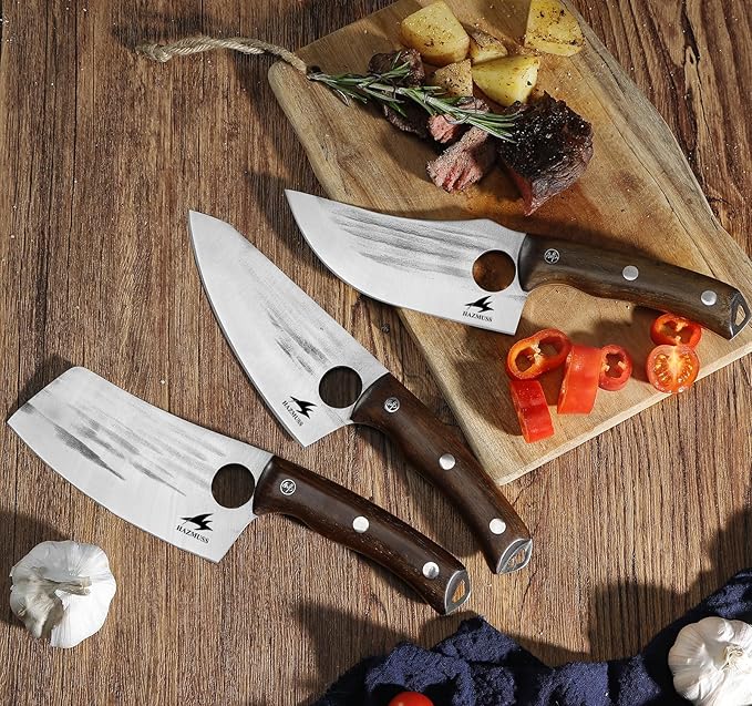 Chef's Knife, 5.8" - High Carbon Stainless Steel Boning Knive with Leather Sheath, Full Tang, Ergonomic Handle for Superior Balance & Control