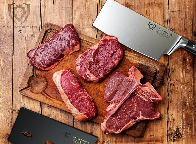 Dalstrong 7" Butcher Meat Cleaver Knife-Gladiator Series-Razor Sharp - Forged High Carbon German Steel Giftable Kitchen Knife - Black Handle-w/Sheath- NSF Certified