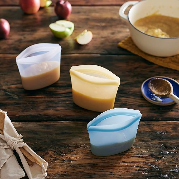 Stasher Premium Silicone Reusable Food Storage Bowl, Blue, Microwave, Sous Vide, Dishwasher, Oven and Freezer Safe, BPA Free, Leak-free, Eco-friendly, 1-Cup Bowl