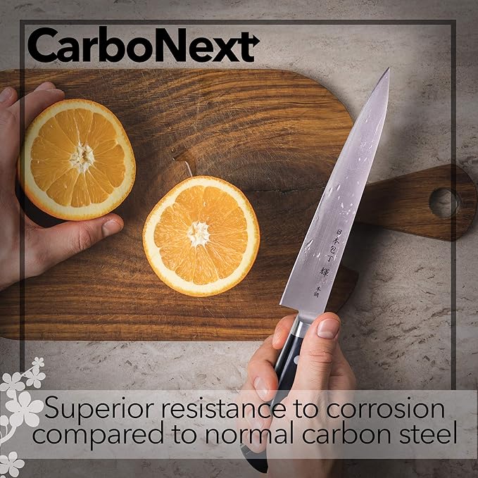 Kagayaki CarboNext Japanese Chef’s Knife, KC-2ES Professional Petty Knife, High Carbon Tool Steel Pro Kitchen Knife with Ergonomic Pakka Wood Handle, 5.9 inch