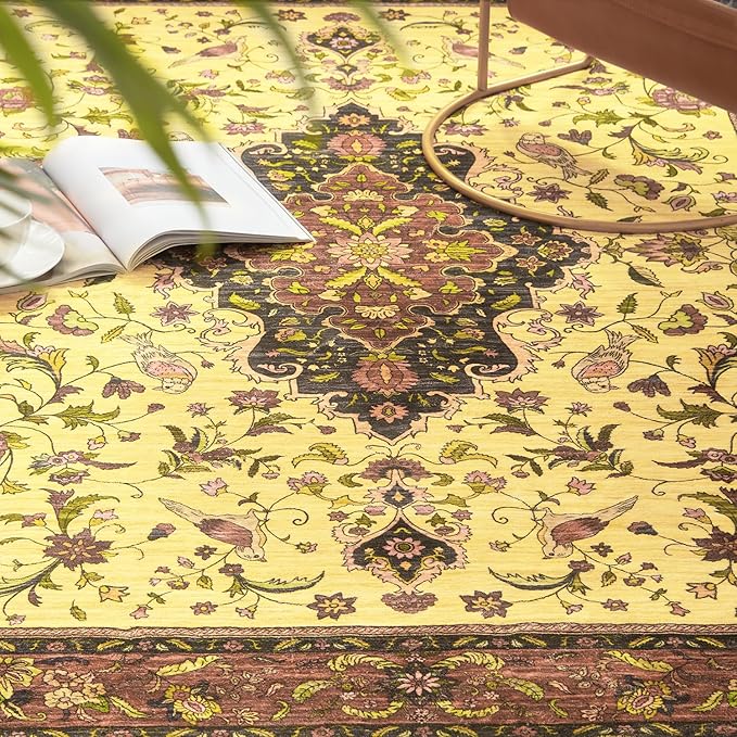 Topllen Runner Rug - 2'x5' Boho Washable Kitchen Rug, Non-Slip Soft Low Pile Rugs Indoor for Entrance Bedroom Bathroom Living Room,Vintage Throw Hallway Carpet Stain Resistance (Red, 2x5ft)