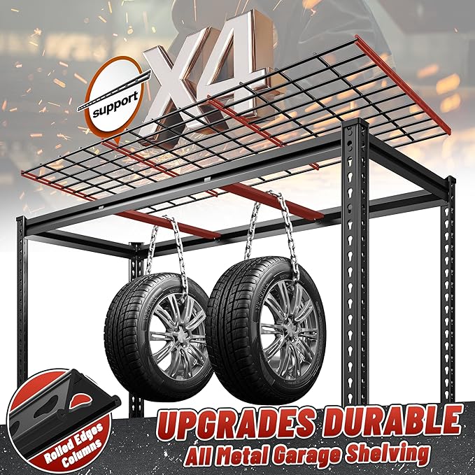REIBII 48" W Garage Shelving 3050LBS Garage Storage Shelves Metal Storage Shelves 5 Tier Adjustable Shelving Unit for Warehouse Basement Pantry 48.2" W X 24.1" D X 72.2" H
