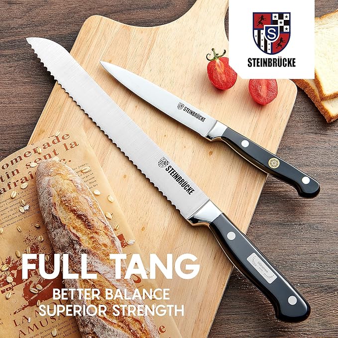 Gioventù Serrated Bread knife 10 inch - Ultra sharp Bread Slicing Knife Forged from German Stainless Steel 5Cr15Mov, HRC58, Full Tang kitchen bread knife for Homemade, Crusty&Soft Bread