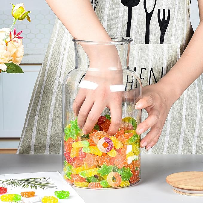 100 FL oz Unbreakable Classic Apothecary Jars with Airtight Bamboo Lids, Thickened Plastic Food Storage Containers, Kitchen Canisters for Storage Flour, Cereal, Dog Food, Cookie, Sugar, etc