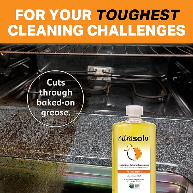 Citra Solv - Concentrated Household Cleaner & Degreaser - Valencia Orange Scent - 16 Fl Oz, Natural Ingredients, Non-Toxic, Biodegradable, Made in USA