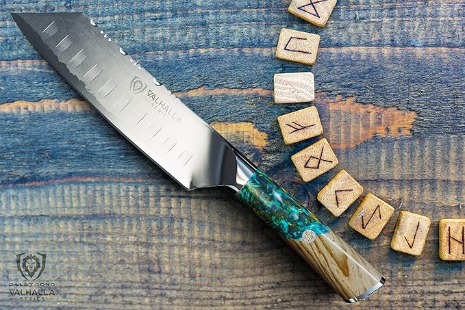 Dalstrong Santoku Knife - 7 inch - Valhalla Series - 9CR18MOV High Carbon Steel - Vegetable Knife - Celestial Resin & Wood Handle - Asian Cooking Knife - Premium Kitchen Knife Gift- w/Leather Sheath