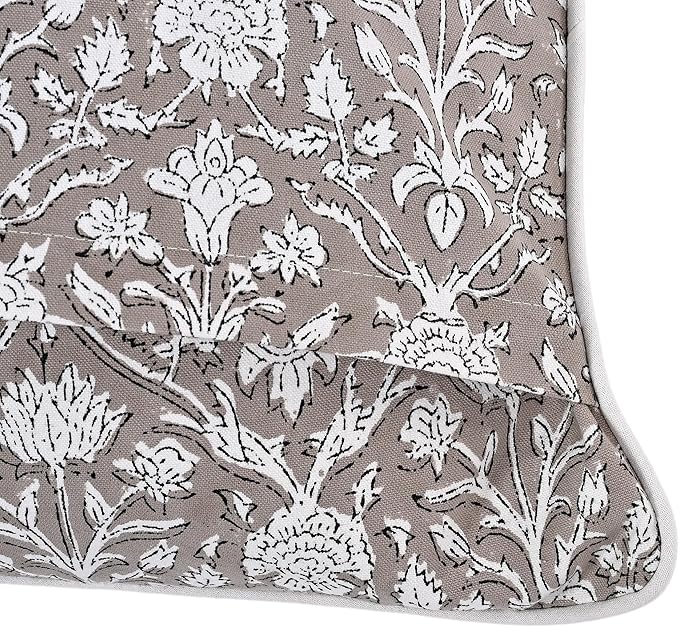Ridhi Modern Farmhouse Pillow Covers Decorative Cotton Throw Pillow Covers Set of 2 Taupe Cushion Covers with Piping for Couch Sofa Bed Living Room Spring Home Decor 20x20