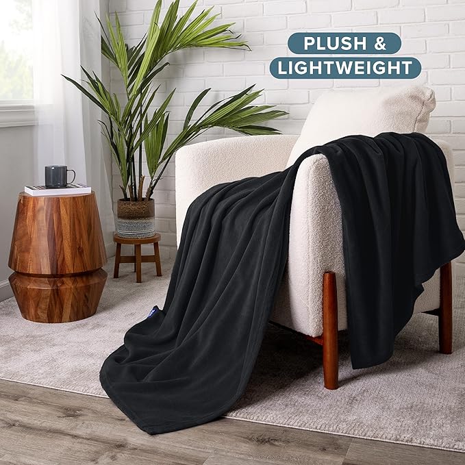 Bare Home Polar Fleece Blanket - King - Black - Warm & Cozy - Premium Fleece - Throw for Bed, Sofa, Camping, Travel and Cold Nights - Lightweight Blanket (King, Black)