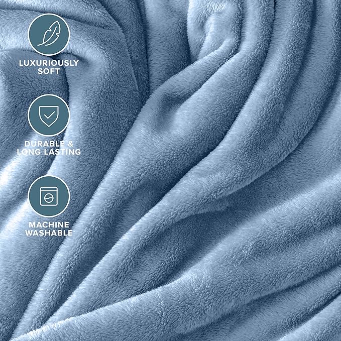 Bare Home Fleece Blanket - Full/Queen - Ultra-Soft Lightweight for Bed, Sofa, and Couch - Luxury Microplush - Cozy Warm Blanket (Full/Queen, Coronet Blue)