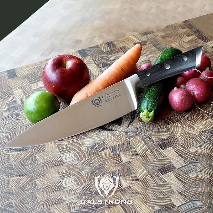 Dalstrong Chef Knife - 8 inch Blade - Gladiator Series - ABS Faux Wood Handle - Forged High Carbon German Steel - Razor Sharp Kitchen Knife - Professional Full Tang Knives - Sheath - NSF Certified