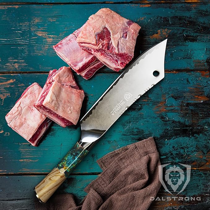 Dalstrong Chef & Cleaver Hybrid Knife - The 'Crixus' - 8 inch - Valhalla Series - 9CR18MOV HC Steel - Celestial Resin & Wood Handle - Razor Sharp Chef's Knife - w/Leather Sheath