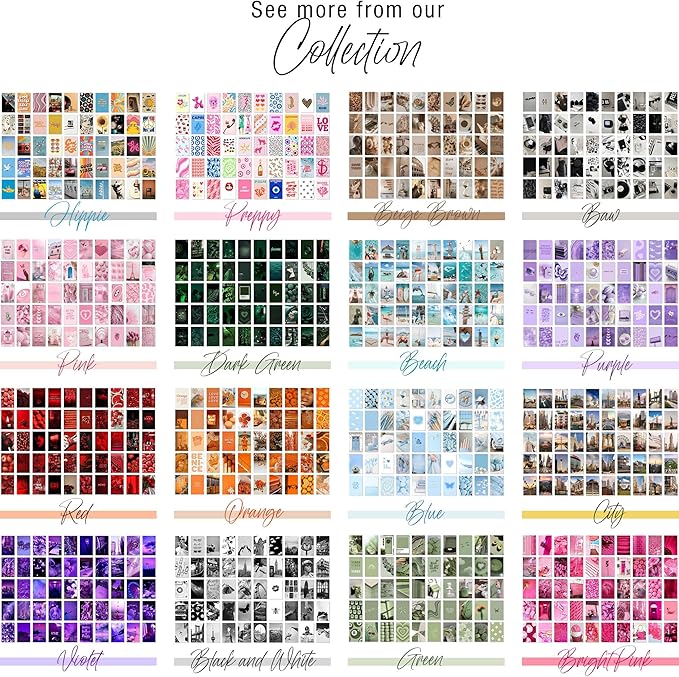 Y2K BOO Blue Neon Wall Collage Kit - 50 Vibrant Photos for Dreamy Spaces, Perfect Room Decor, Trendy Aesthetic Photos 4x6, Magical Wall Art