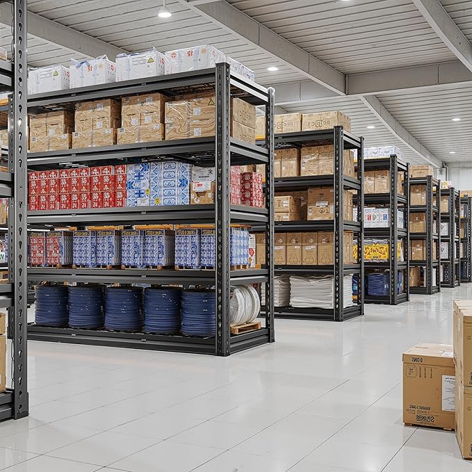 REIBII 48" W Garage Shelving 2800LBS Garage Storage Shelves Metal Shelves 5 Tier Adjustable Shelving Unit for Warehouse Basement Pantry 48.2" W X 17.8" D X 72.2" H