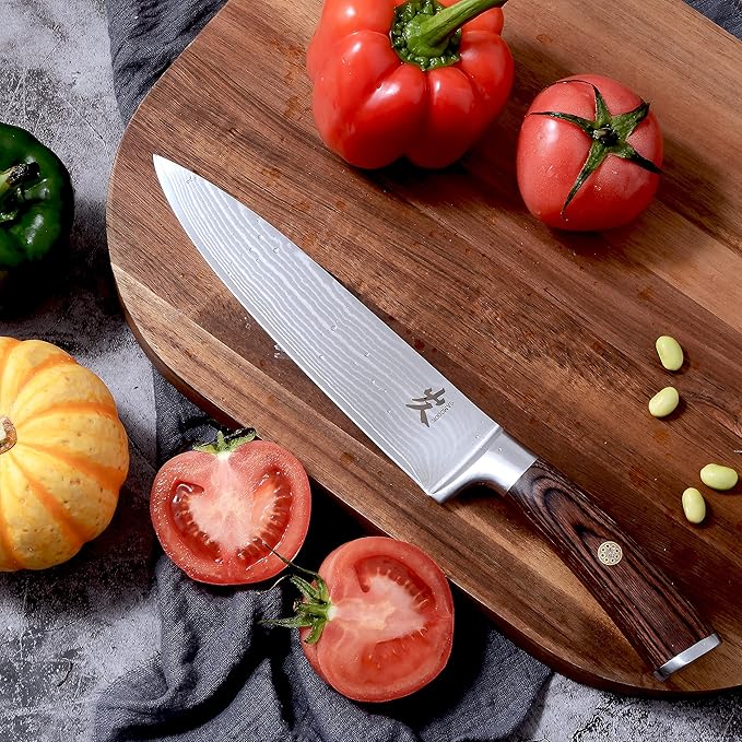 SAMCOOK Damascus Chef Knife - 8 Inch Professional Sharp Kitchen Knife - Japanese VG-10 High Carbon Stainless Steel Meat Sushi Cutting Gyuto knife - Ergonomic Pakkawood Handle with Gift Box