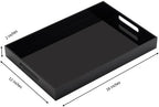 Glossy Black Sturdy Acrylic Serving Tray with Handles-12x16Inch-Serving Coffee,Appetizer,Breakfast,Butler-Kitchen Countertop Tray-Makeup Drawer Organizer-Vanity Table,Ottoman Trays-DecorativeTray