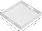Glossy White Sturdy Acrylic Serving Tray with Handles-14x14Inch-Serving Coffee,Appetizer,Breakfast,Butler-Kitchen Countertop Tray-Makeup Drawer Organizer-Vanity Table-Ottoman Tray