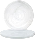 Vikko Charger Plates, Set of 4 White Alabaster Dinner Plates, 13" Plate with Marbelized, Swirl Design, Elegant Glass Charger, Dishwasher Safe