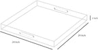 Clear Sturdy Acrylic Serving Tray with Handles-24x24Inch-Serving Coffee,Appetizer,Breakfast,Butler-Kitchen Countertop Tray-Makeup Drawer Organizer-Vanity Table,Ottoman Tray-Decorative Tray