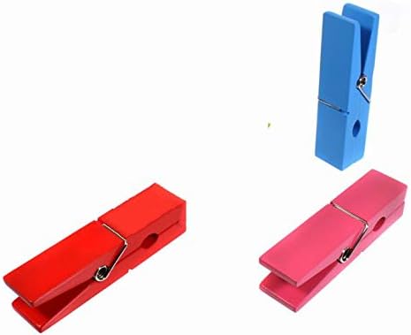 DurReus 50 Pieces DIY Mini Color Wooden Clothespins Home Decoration Hanging Craft Clips Photo Holder Paper Peg Jute Twine Clothing Line Orange