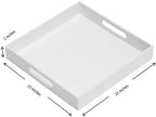 Glossy White 21"X21"X2" Decorative Tray Extra Large Sturdy Acrylic Serving Tray with Handles Countertop Organizer Tray for Ottoman Kitchen Bathroom Office Bar Decorative Tray