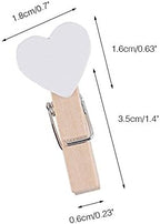 100 Pcs White Mini Wooden Heart Clothespins 3.5 cm with Spring Wooden Photo Paper Pegs Craft Clips for Wedding Party Decor with 100 Feet Jute Twine