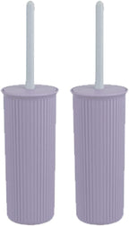 Superio Decorative Plastic Toilet Bowl Brush and Holder Set, Cleaner Scrubber for Bathroom (2, Lilac)