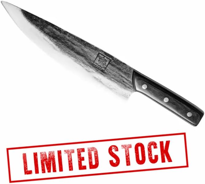 COOLINA Tungsten XL Chef Knife, Kitchen Utility Knife for Cutting, Chopping Meat, Vegetables 9-inch Blade, German Tungsten Steel